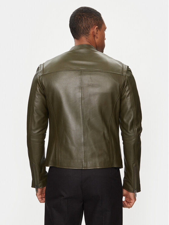 Serge Pariente Serge Pariente Lederjacke Justice Grün Regular Fit