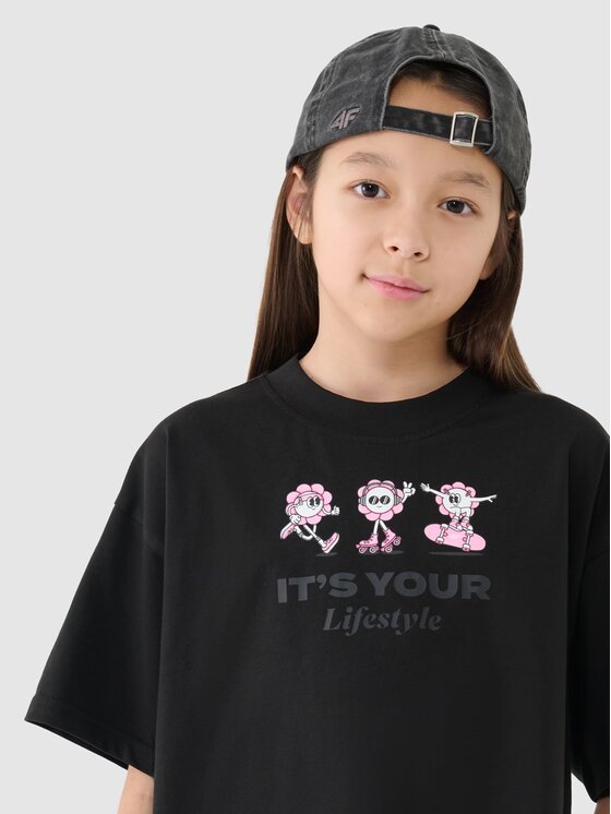 4F 4F T-shirt 4FJRSS25TTSHF2587-20S Nero Cropped Fit