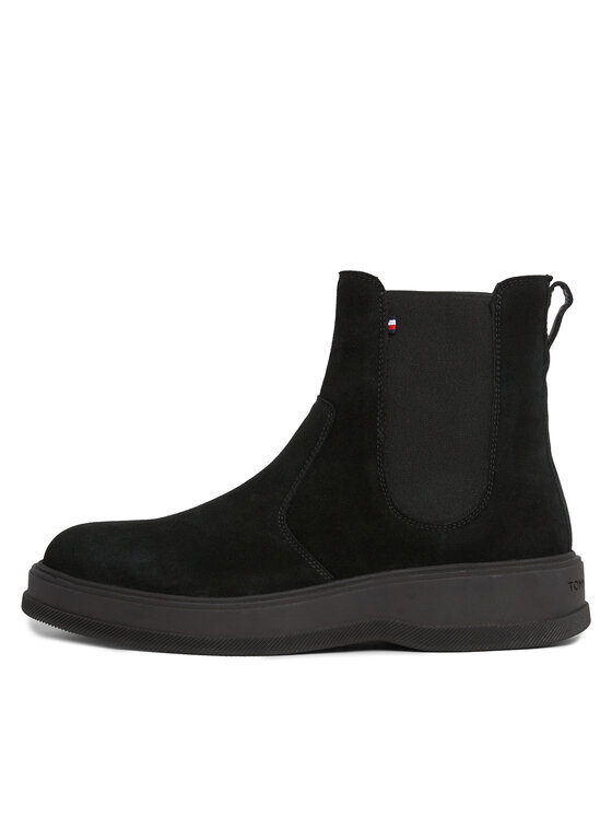Tommy Hilfiger Tommy Hilfiger Kotníková obuv s elastickým prvkem Th Everyday Core Suede Chelsea FM0FM04659 Černá