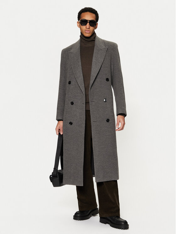 AMI PARIS AMI PARIS Παλτό μεταβατικό HCO317.WV0025 Γκρι Regular Fit