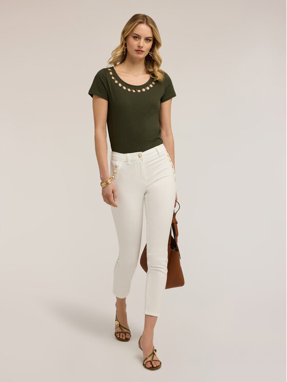 Motivi Motivi Pantaloni di tessuto P709Q004494N011 Bianco Slim Fit