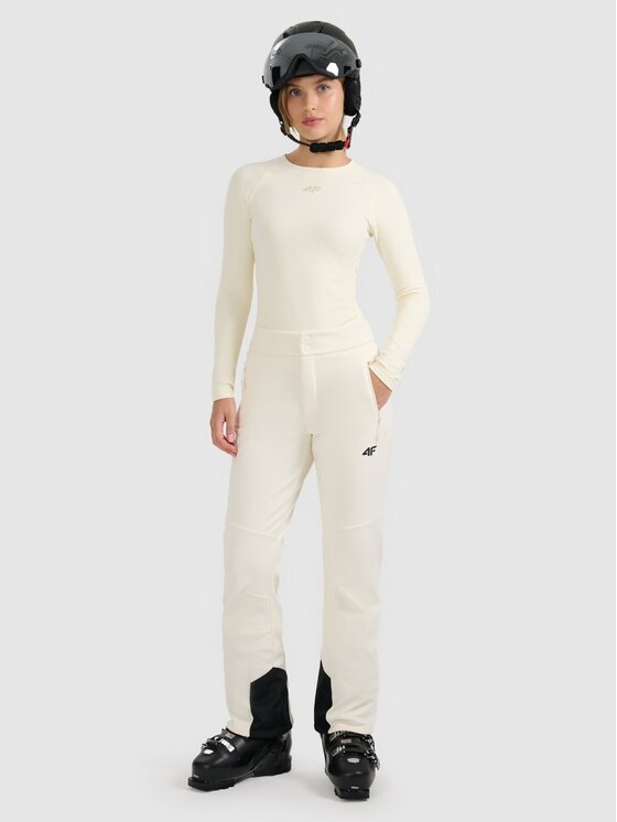 4F 4F Spodnie snowboardowe SKIWEAR Kremowy Slim Fit