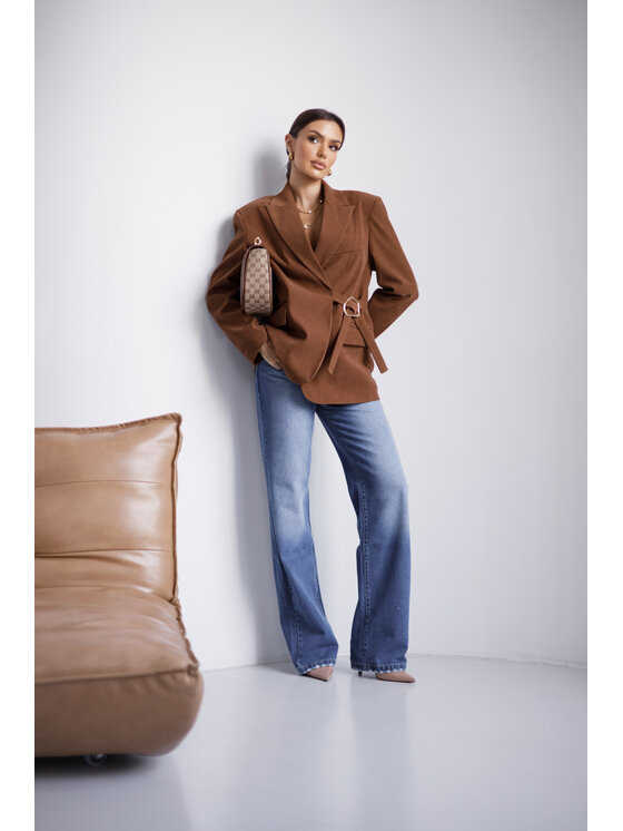LilaLou LilaLou Marynarka Whisper Brązowy Regular Fit