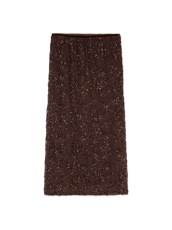 Oltre Oltre Spódnica midi 1027J000332N032 Brązowy Slim Fit