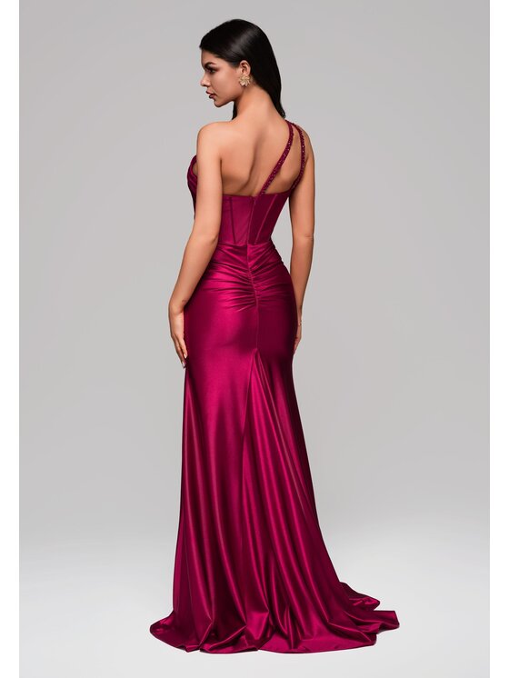 Ombre Ombre Sukienka wieczorowa LA-OM-DLR143 Bordowy Regular Fit
