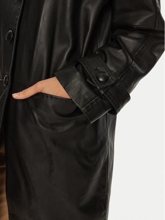 Luisa Spagnoli Luisa Spagnoli Lederjacke Superbo 541221 Schwarz Loose Fit