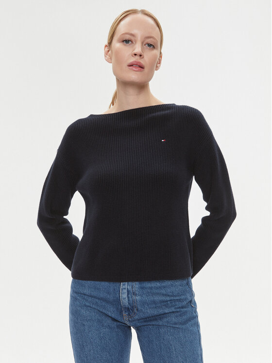 Tommy Hilfiger Sveter WW0WW40345 Tmavomodrá Relaxed Fit