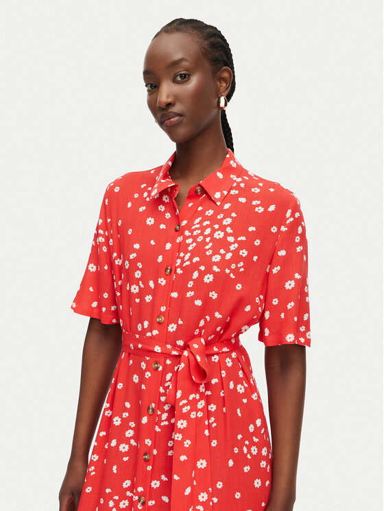 Roxy Roxy Φόρεμα πουκάμισο Island Escape ERJWD03865 Κόκκινο Regular Fit