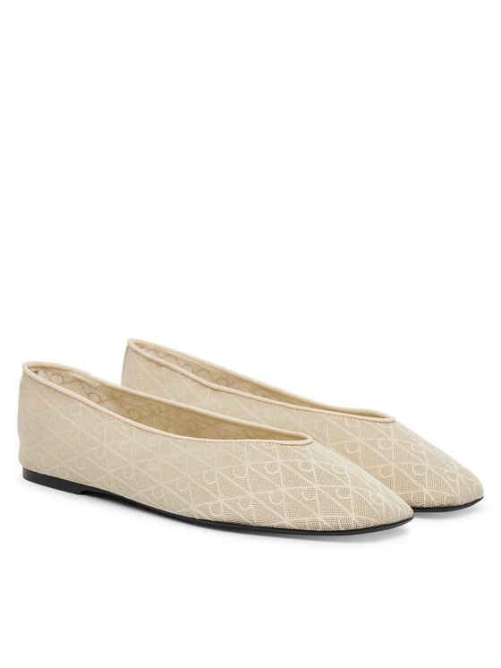 Calvin Klein Calvin Klein Μπαλαρίνες Square Ballerina Aop Mesh HW0HW02937 Εκρού