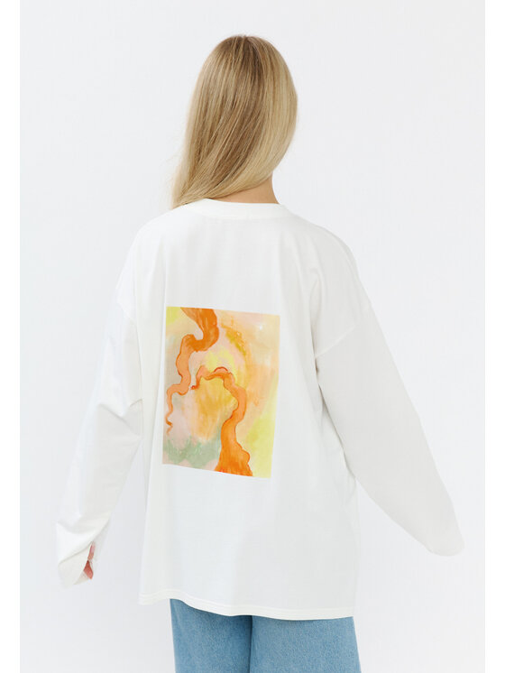 Mirons Mirons Longsleeve Print Biały Oversize