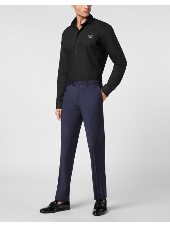 PHILIPP PLEIN PHILIPP PLEIN Spodnie materiałowe 9385 Błękitny Regular Fit