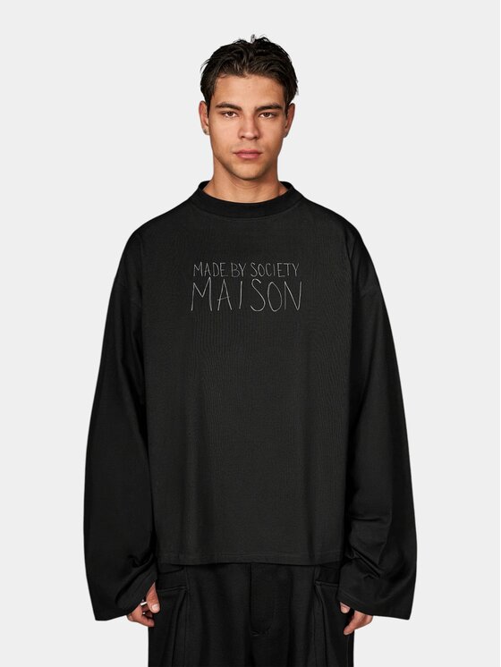 MADE BY SOCIETY MADE BY SOCIETY T-Shirt Shift Long Sleeve - T17798 Czarny Basic Fit