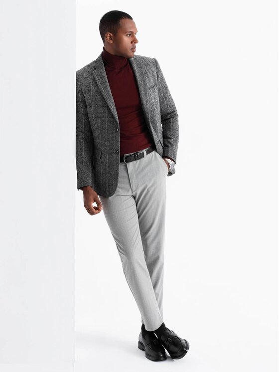 Ombre Ombre Marynarka OM-BLZB-0137 Szary Regular Fit