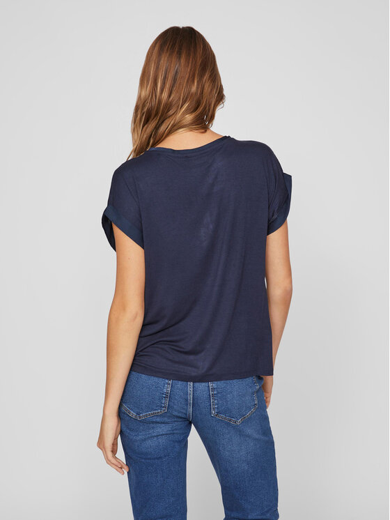 Vila Vila Tricou Ellette 14059563 Bleumarin Regular Fit