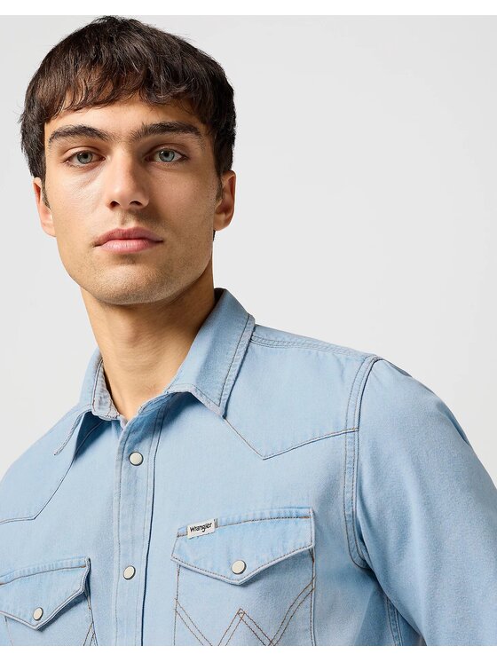 Wrangler Wrangler Koszula SS WESTERN SHIRT Niebieski Regular Fit