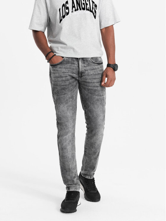 Ombre Ombre Jeansy OM-PADP-0110 Šedá Slim Fit