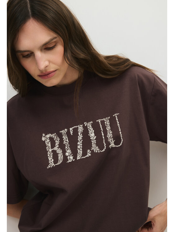 BIZUU BIZUU T-Shirt JONI OVERSIZED Hnědá Standard Fit