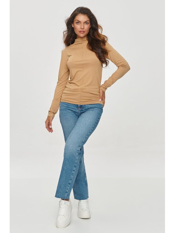 Makadamia Makadamia Bluzka M840 Beżowy Shaped Fit