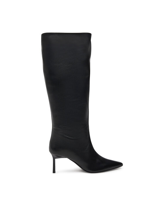 Calvin Klein Zābaki Heel Knee Boot 70 Lth HW0HW02162 Melns