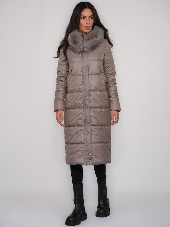 FAN LEATHER FAN LEATHER Kurtka puchowa Puchowa z Kapturem 110 Szary Loose Fit