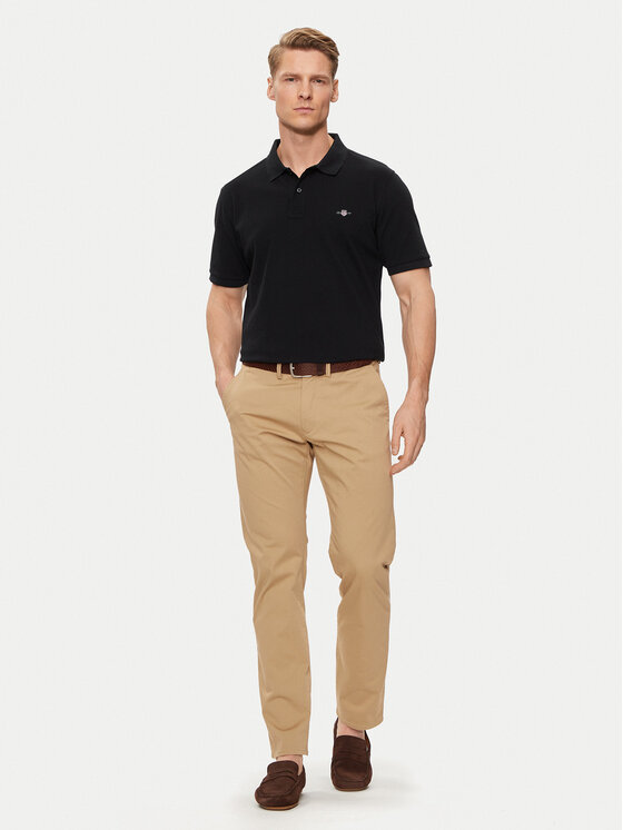 Gant Gant Тениска с яка и копчета Shield 2210 Черен Regular Fit