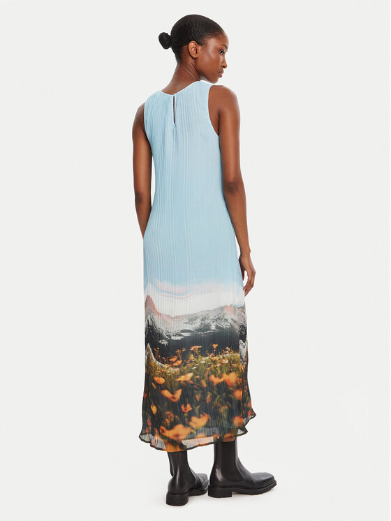 Desigual Desigual Φόρεμα καθημερινό Plisado Paisaje 25WWVW07 Γαλάζιο Regular Fit