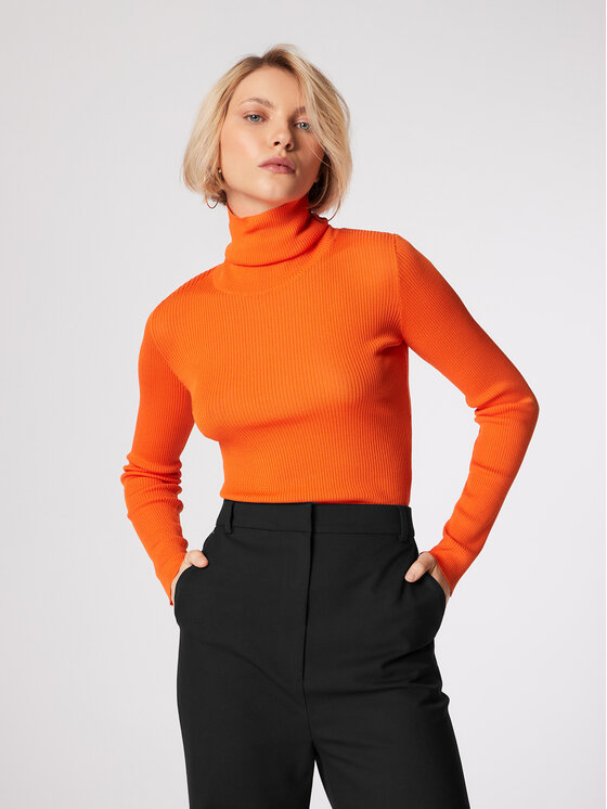 Simple Simple Krekls ar augstu apkakli SWD551-01 Oranžs Slim Fit