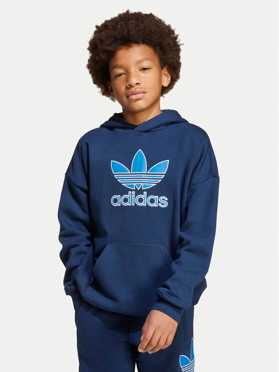 adidas adidas Džemperis Trefoil JV8651 Tamsiai mėlyna Loose Fit