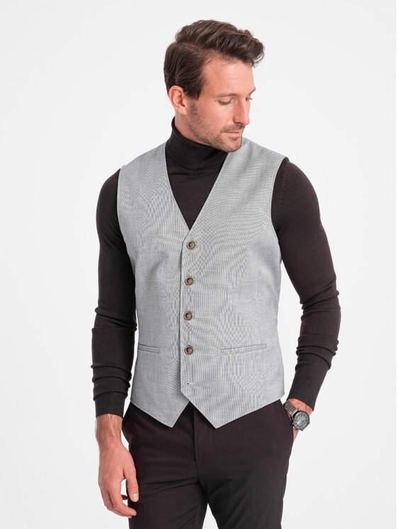 Ombre Ombre Kamizelka OM-BLZV-0106 Szary Fitting Fit