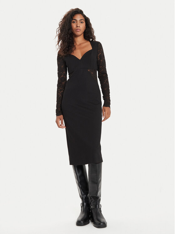 TWINSET TWINSET Kokteilinė suknelė 241TP2341 Juoda Slim Fit