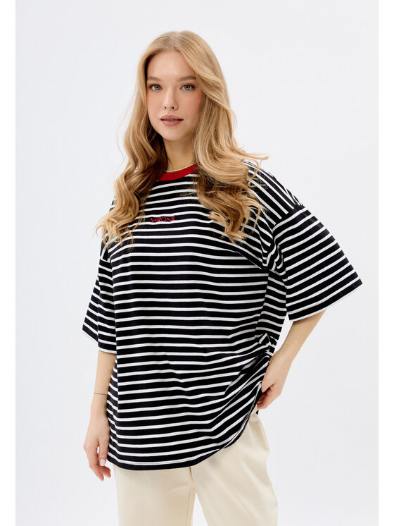 Mirons Mirons T-Shirt Print Biały Oversize