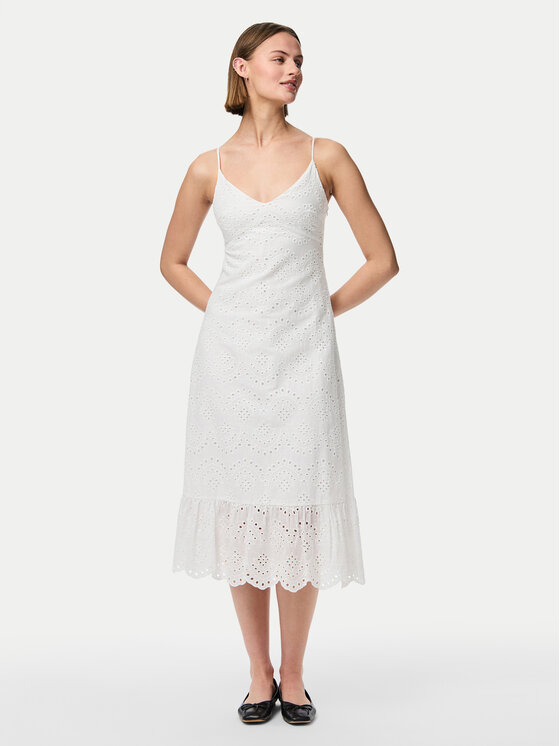 Pieces Pieces Rochie de vară Vilde 17156565 Alb Regular Fit