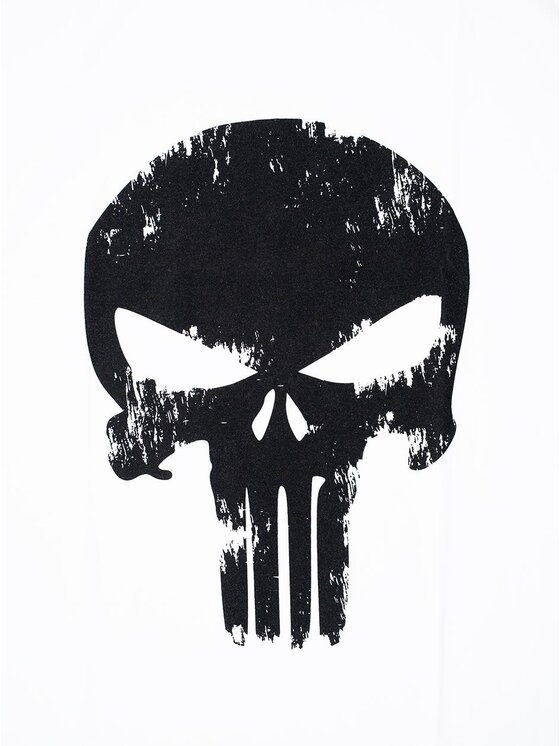Marvel Marvel T-Shirt Koszulka Z Krótkim Rękawem Męska Biała Marvel Comics Punisher Crushed Logo 3XL Biały Regular Fit