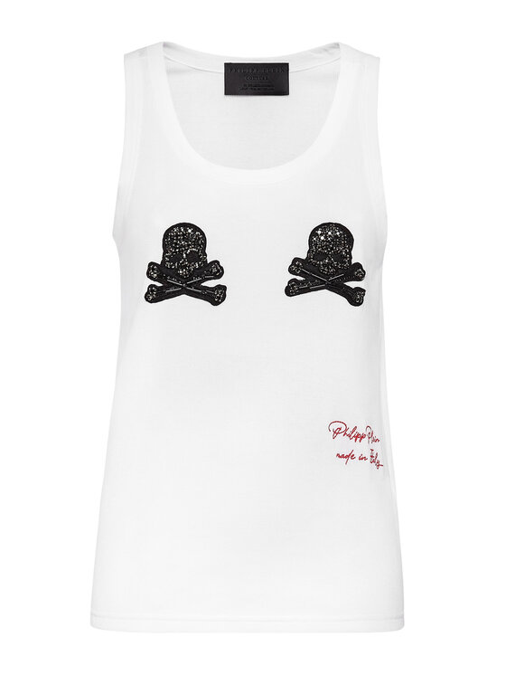PHILIPP PLEIN PHILIPP PLEIN Tank top 5341 Biały Skin Tight Fit