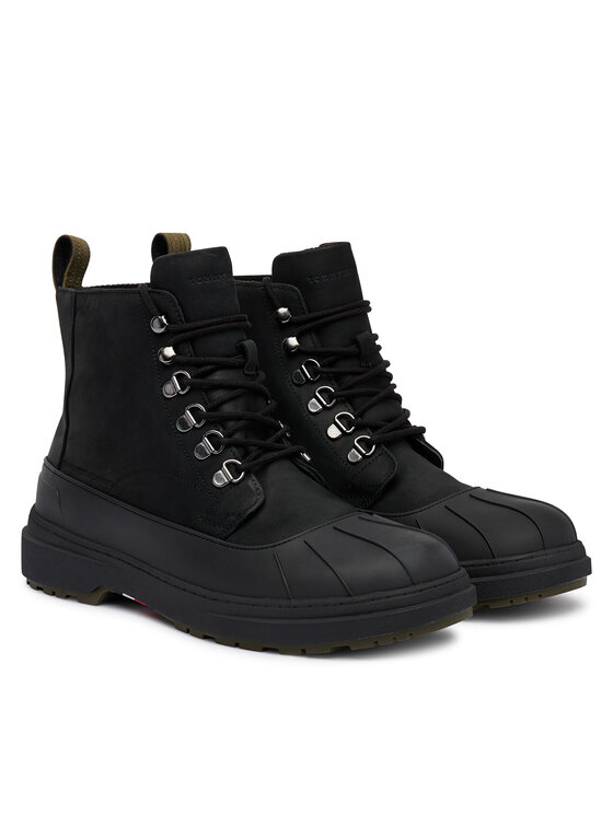 Tommy Hilfiger Tommy Hilfiger Polacchine Outdoor Rubber Lth Boot Wpm FM0FM05957 Nero