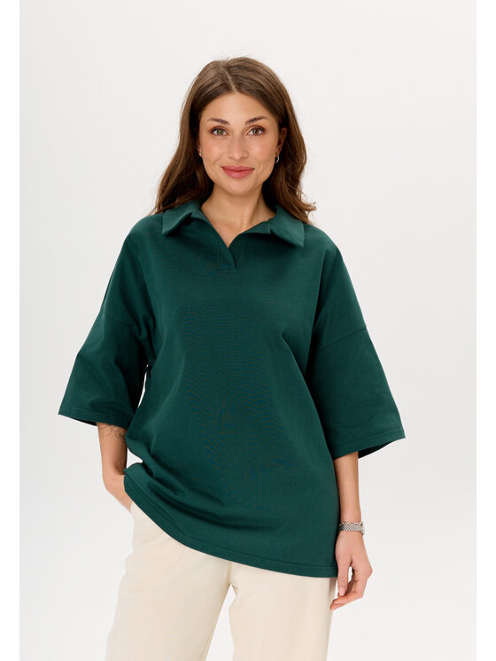 Mirons Mirons Polo Soft Zielony Oversize