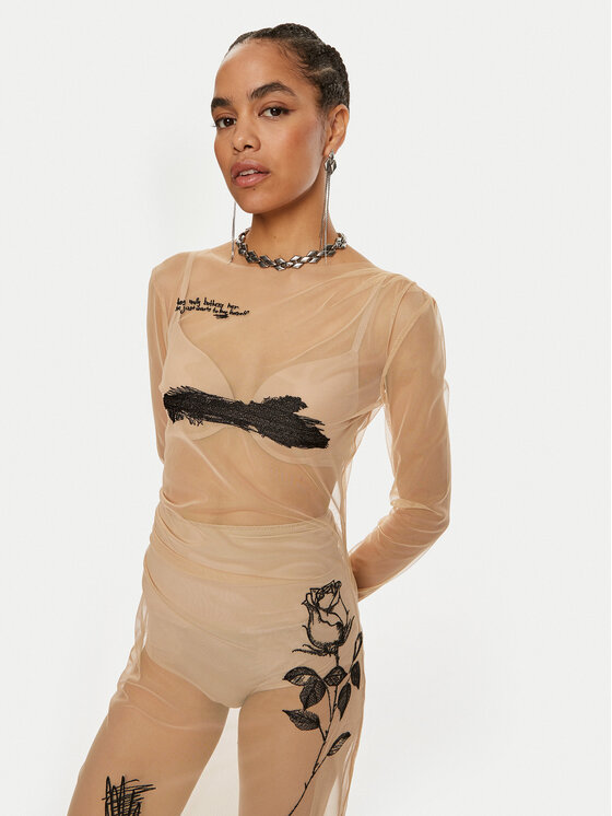 Patrizia Pepe Patrizia Pepe Sukienka koktajlowa 8A1389 J223-B806 Beżowy Slim Fit