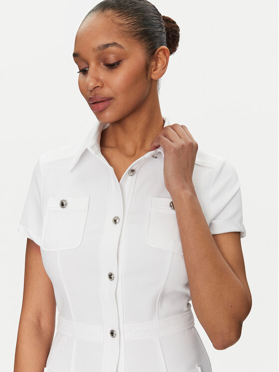 Guess Guess Sukienka koszulowa W5GK70 KCBO2 Biały Regular Fit