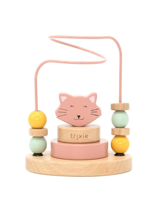 Trixie Baby Trixie Baby Zabawka Labirynt z drewnianymi koralikami - Kot Różowy
