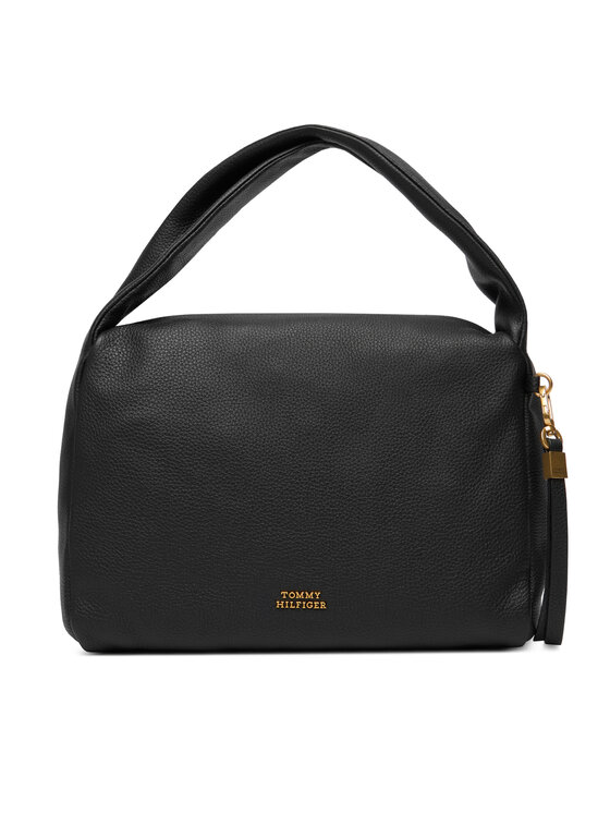 Tommy Hilfiger Tommy Hilfiger Geantă City Leather Shoulder Bag AW0AW18152 Negru