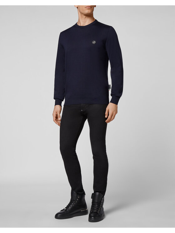 PHILIPP PLEIN PHILIPP PLEIN S dlhými rukávmi 11277 Tmavomodrá Regular Fit