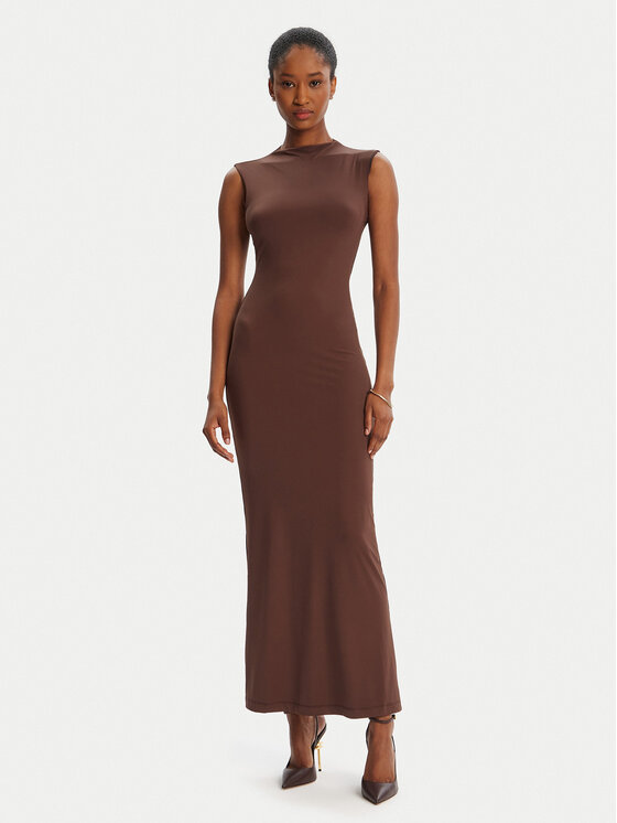 BARDOT Sukienka koktajlowa Veneda High Neck 59948DB Brązowy Slim Fit