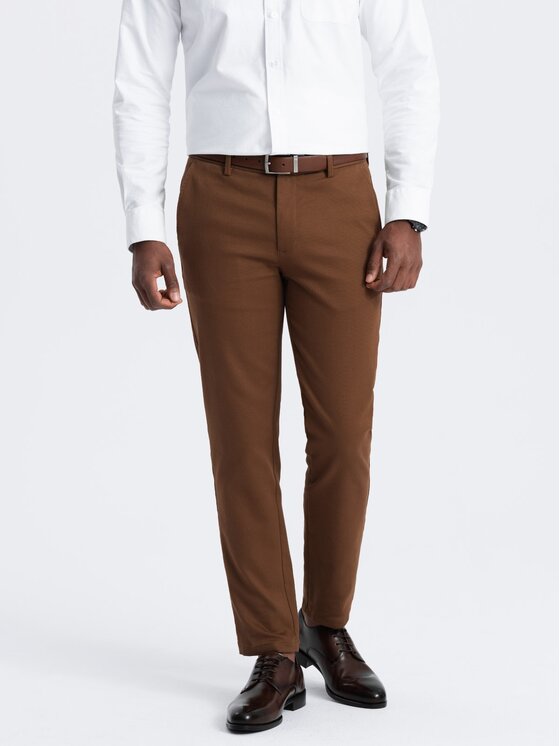Ombre Ombre Chino kalhoty OM-PACP-0190 Hnědá Regular Fit