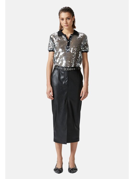 PINKO Pinko Φούστα GINOCCHIERA GONNA SIMILPELLE Μαύρο Regular Fit