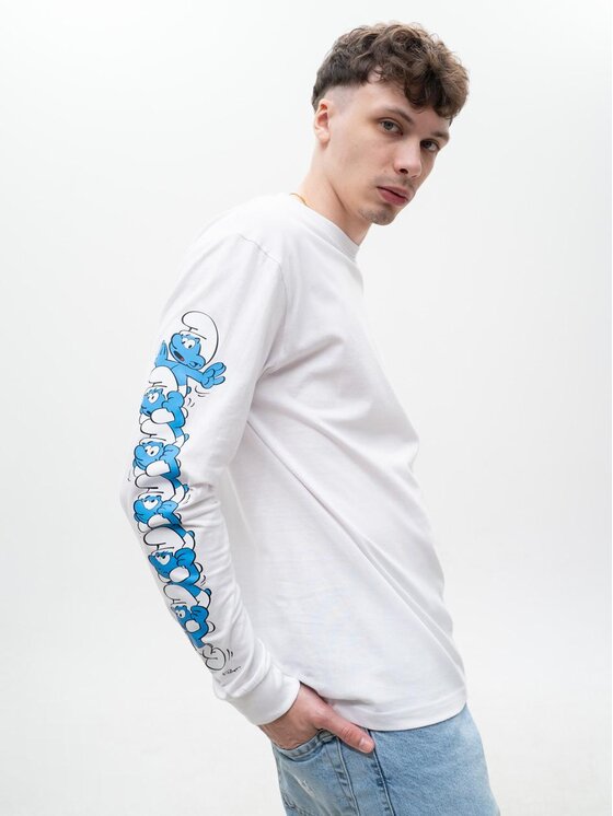 Smerfy Smerfy Longsleeve Z Długim Rękawem 128796 Biały Regular Fit