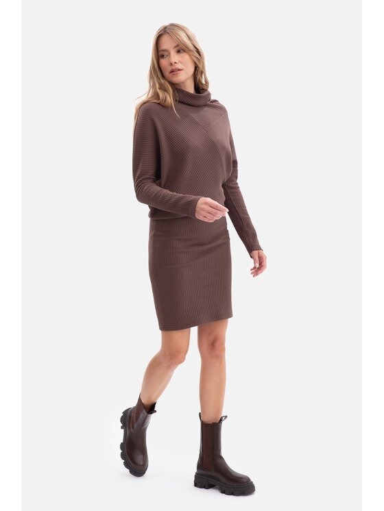 BeWear BeWear Sukienka dzianinowa b309 Brązowy Baggy Fit