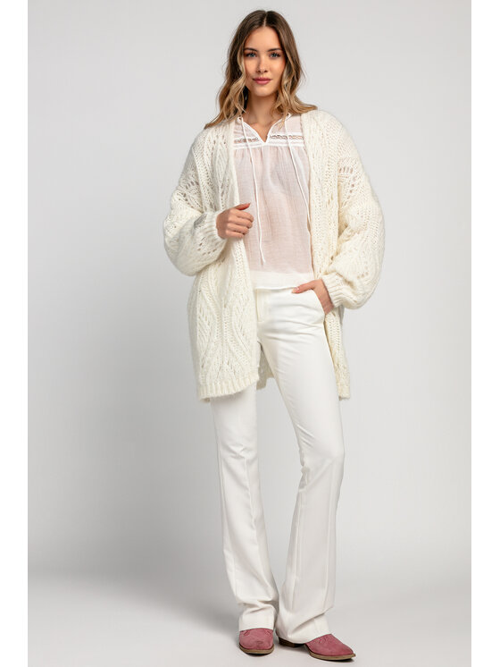Fobya Fobya Kardigan F1974 Kremowy Oversize