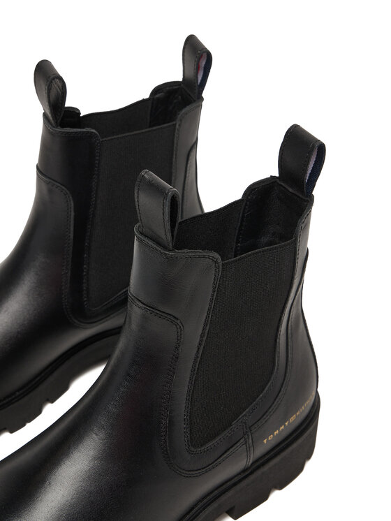 Tommy Hilfiger Tommy Hilfiger Klassische Stiefeletten Lthr Low Chelsea FW0FW08775 Schwarz