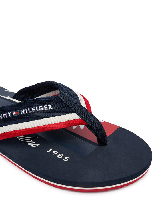Tommy Hilfiger Tommy Hilfiger Zehentrenner Patch Hilfiger Beach Sandal FM0FM05903 Dunkelblau