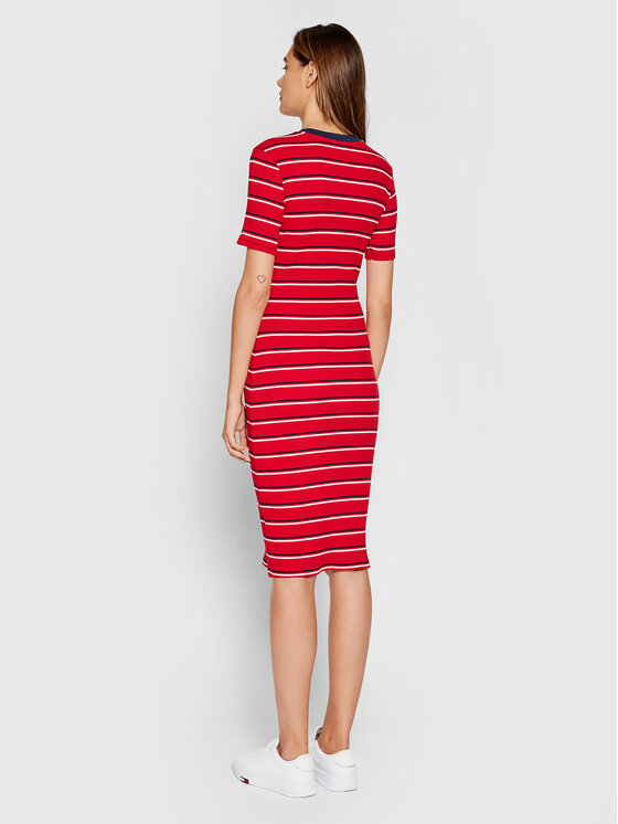 Tommy Jeans Tommy Jeans Igapäevane kleit Tjw Striped Rib Bodycon DW0DW10382 Punane Skin Fit